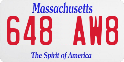 MA license plate 648AW8