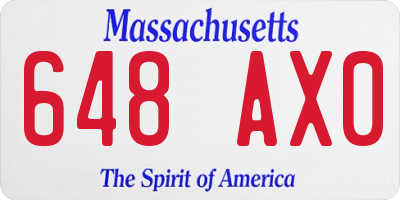 MA license plate 648AX0