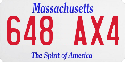 MA license plate 648AX4