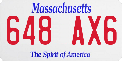 MA license plate 648AX6