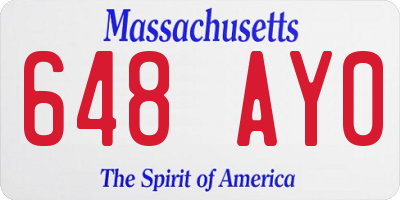 MA license plate 648AY0