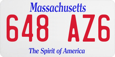MA license plate 648AZ6