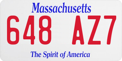 MA license plate 648AZ7