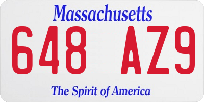 MA license plate 648AZ9