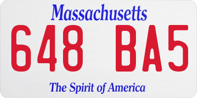 MA license plate 648BA5