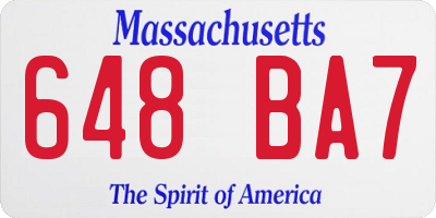 MA license plate 648BA7