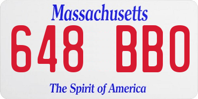 MA license plate 648BB0