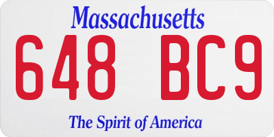 MA license plate 648BC9