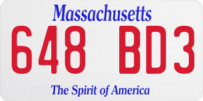 MA license plate 648BD3