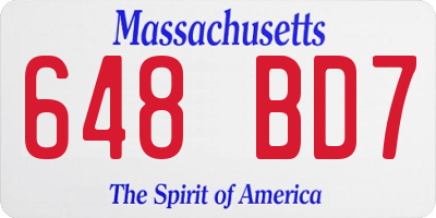 MA license plate 648BD7