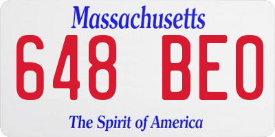 MA license plate 648BE0