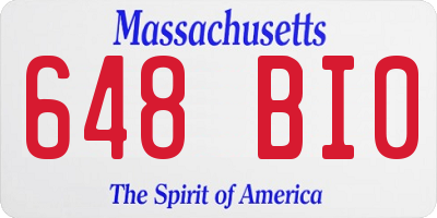 MA license plate 648BI0