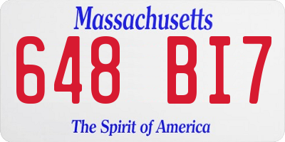 MA license plate 648BI7