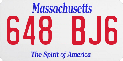 MA license plate 648BJ6