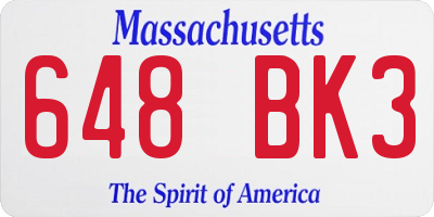 MA license plate 648BK3