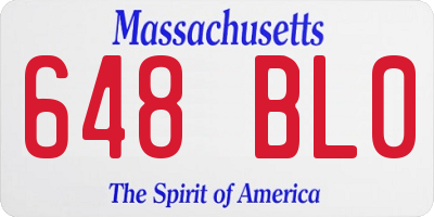 MA license plate 648BL0