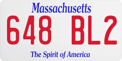 MA license plate 648BL2