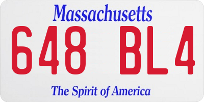 MA license plate 648BL4