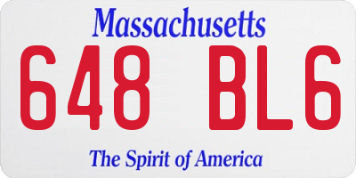 MA license plate 648BL6