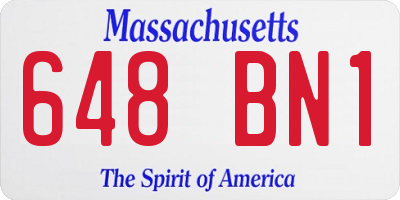 MA license plate 648BN1
