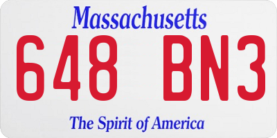 MA license plate 648BN3