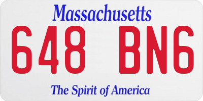 MA license plate 648BN6