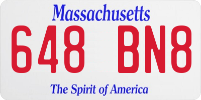 MA license plate 648BN8