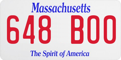 MA license plate 648BO0