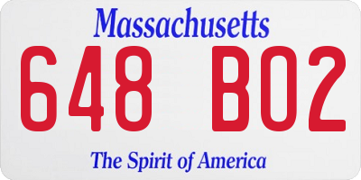 MA license plate 648BO2
