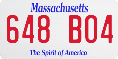 MA license plate 648BO4