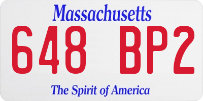MA license plate 648BP2