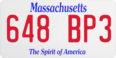 MA license plate 648BP3