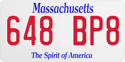 MA license plate 648BP8