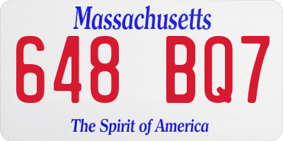 MA license plate 648BQ7