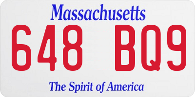 MA license plate 648BQ9