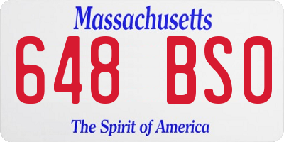 MA license plate 648BS0