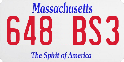MA license plate 648BS3