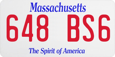 MA license plate 648BS6