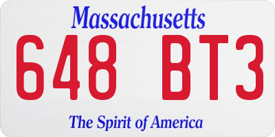MA license plate 648BT3