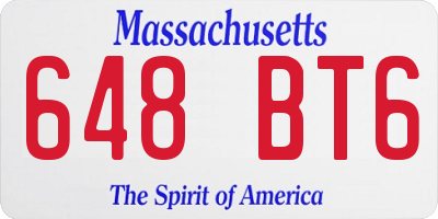 MA license plate 648BT6