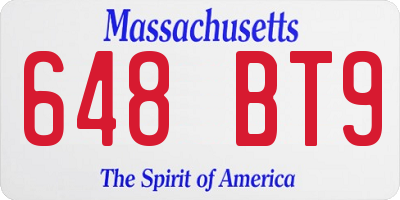 MA license plate 648BT9