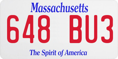 MA license plate 648BU3