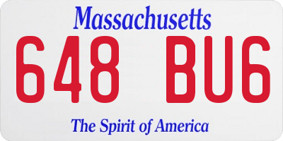 MA license plate 648BU6