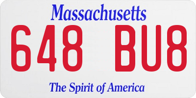 MA license plate 648BU8