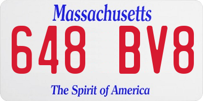MA license plate 648BV8