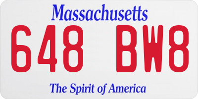 MA license plate 648BW8