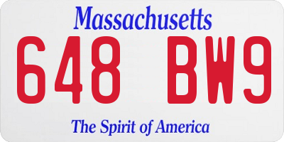 MA license plate 648BW9
