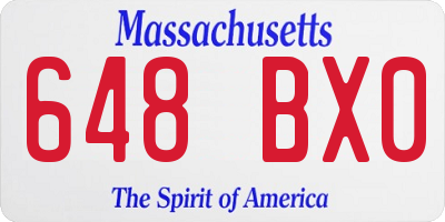 MA license plate 648BX0