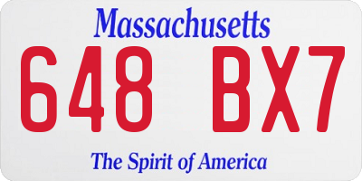 MA license plate 648BX7