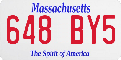 MA license plate 648BY5